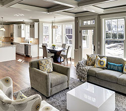 Andersen Windows & Doors 200 Series Double-Hung Windows, Prefinished white interior with Satin nickel hardware,  400 Series Frenchwood Hinged Patio Door